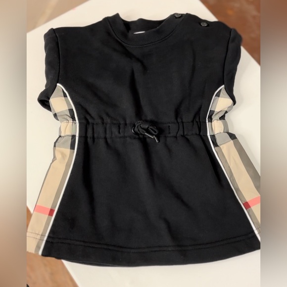 BurberryBaby Girls Black Cotton Check Dress